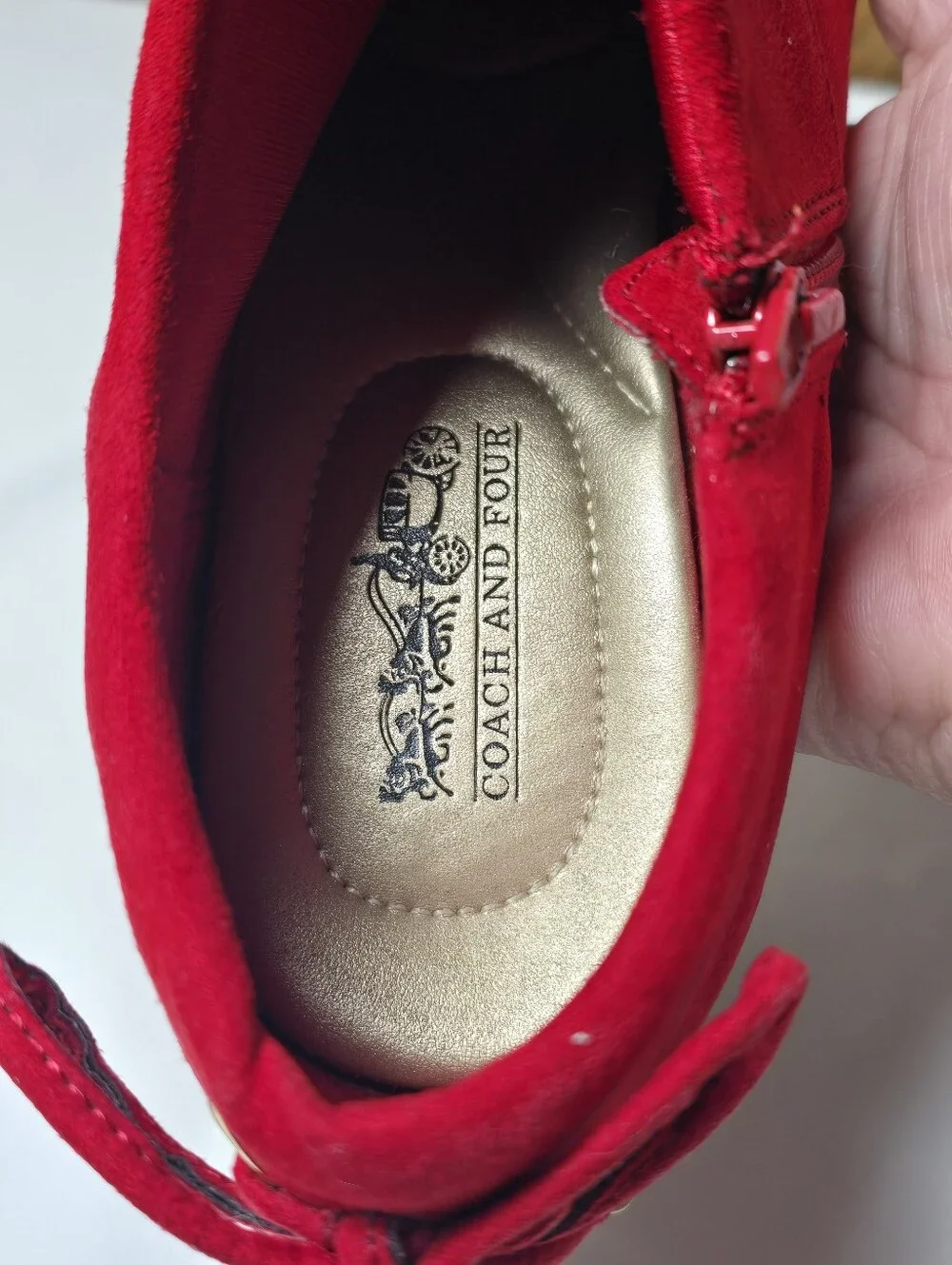 Coach and Four Red Suede Ankle Booties